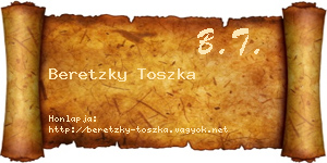 Beretzky Toszka névjegykártya